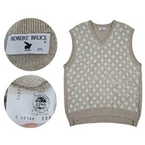 Vintage Robert Bruce Argyle Sweater Vest 3XL Made in USA‎ Orlon Grandpacore